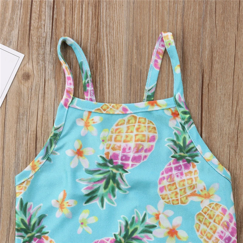 Детское бикини с принтом ананаса для девочек летний купальник без рукавов