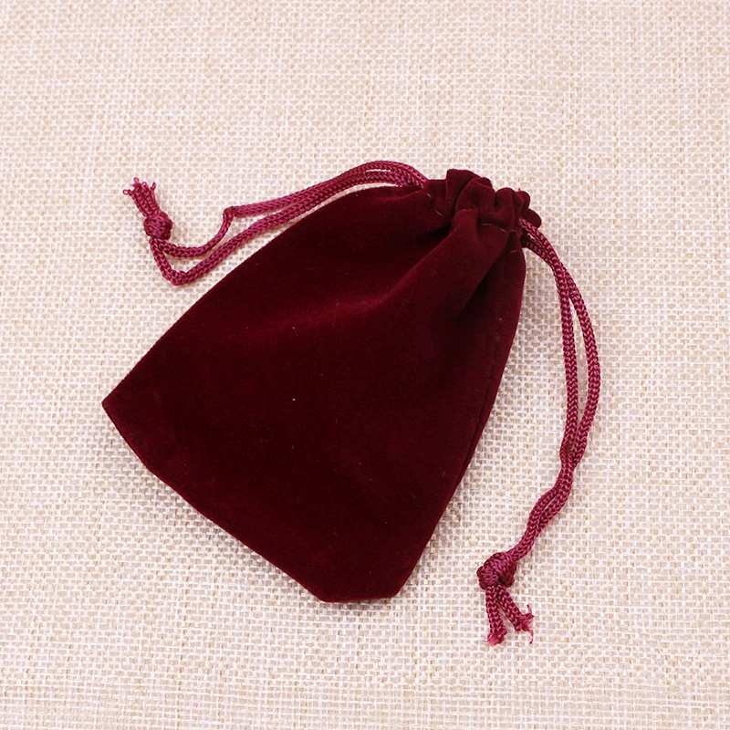 100 шт./лот темно-красные бархатные мешочки 9x12 см для ювелирных изделий/MP3/телефона
