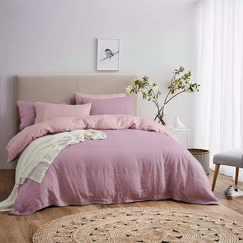 Двухцветные часы: 100% французский Лен пододеяльник льняной Комплект постельного