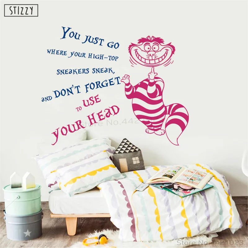 Настенная Наклейка stizzy Alice in Wonderland Smile Cat настенные наклейки для детской комнаты