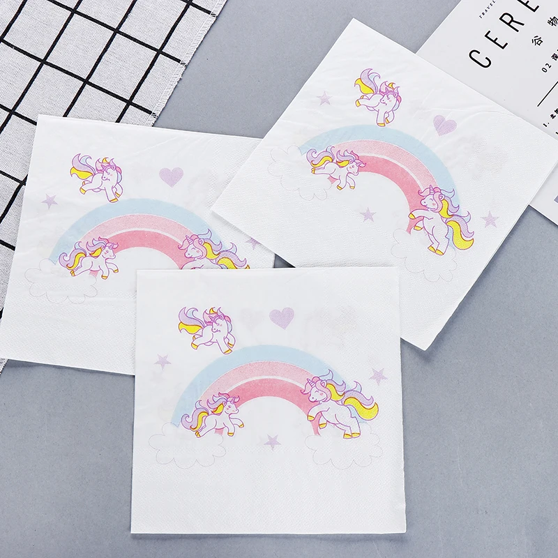 Новая белая красота Единорог бумага со звездами салфетки кафе и вечерние