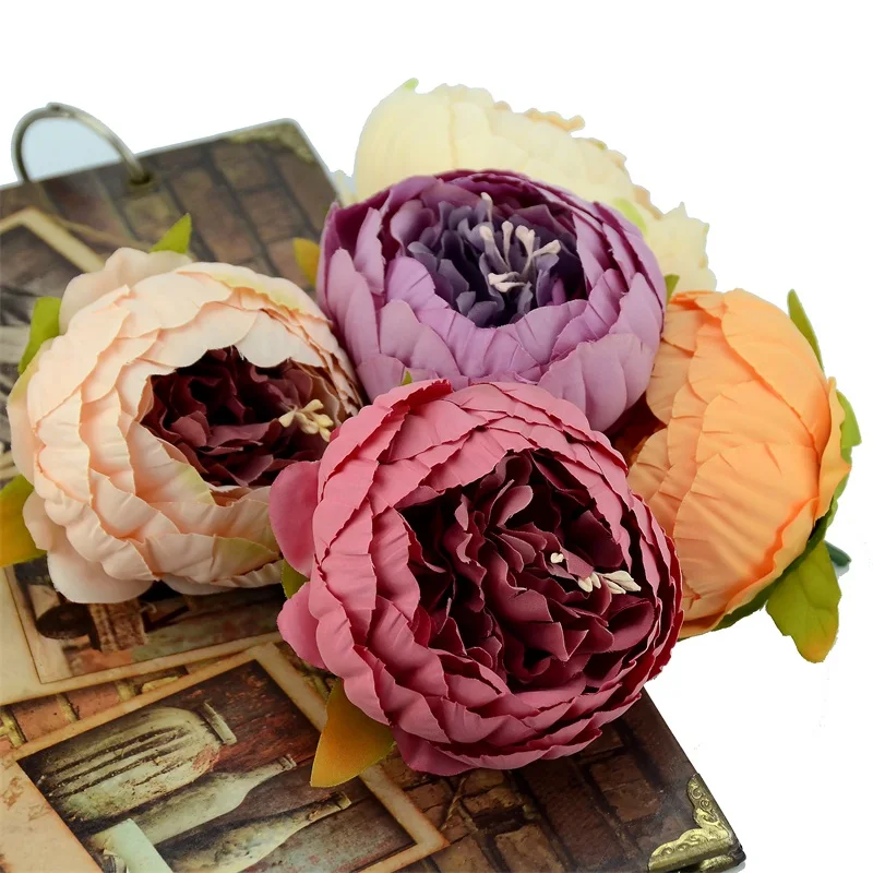 

20pcs 8cm Hight Quality European Fall Vivid Silk Peony Artificial Flower Heads For Wedding Home Party Flower Wall Decoration