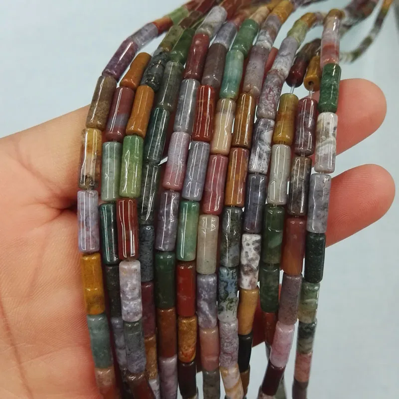 Модные бусины из натурального оникса в форме трубки Индии для изготовления