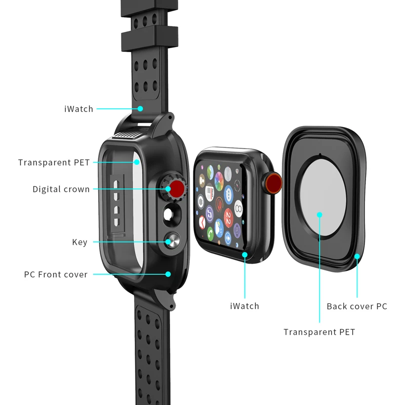 Водонепроницаемый чехол IP68 ДЛЯ Apple iWatch4 44 мм 40 ударопрочный для часов из