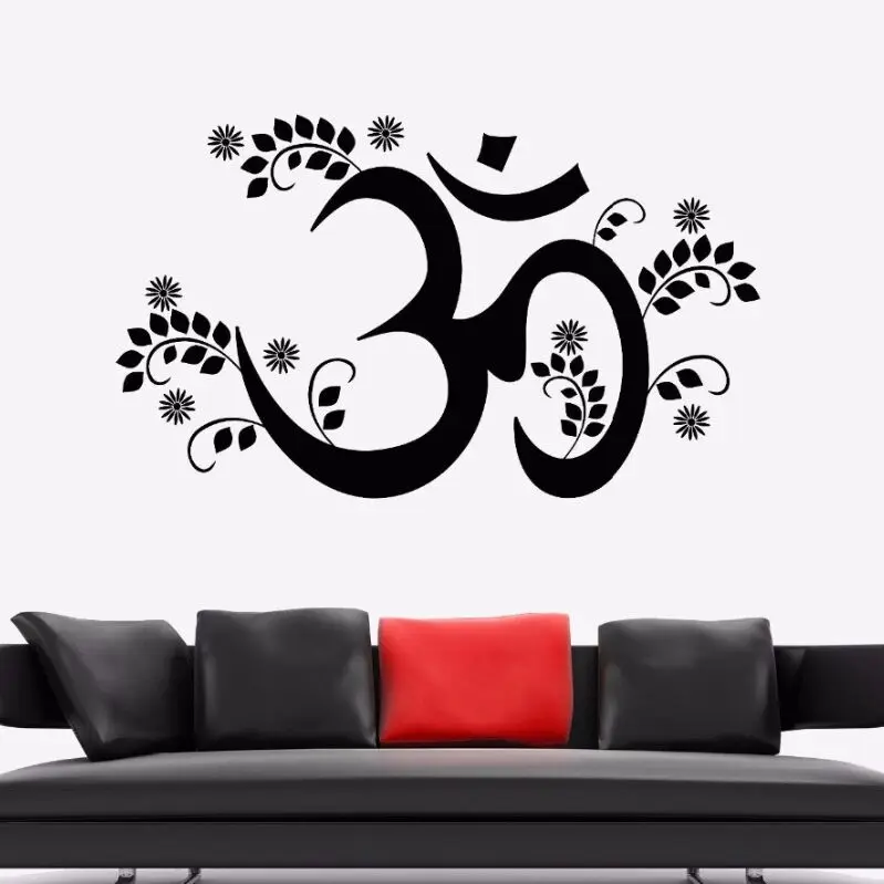 Наклейка на стену для йоги Om Mantra Yoga Hinduism Виниловая наклейка декор гостиной