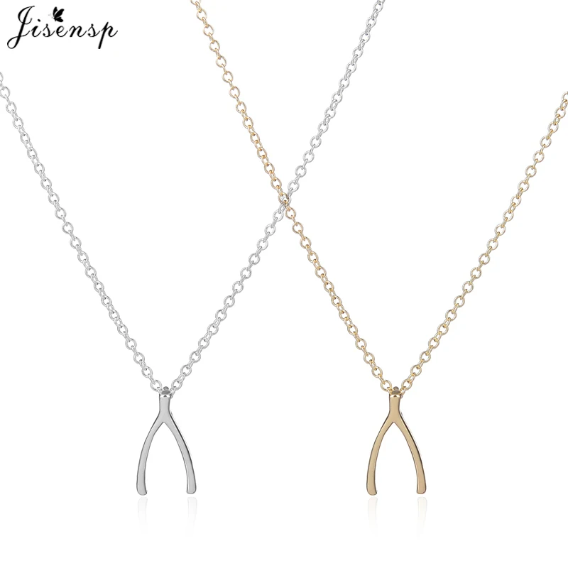 Jisensp новинка Lucky Wishbone Shape изящное маленькое простое женское ожерелье с кулоном