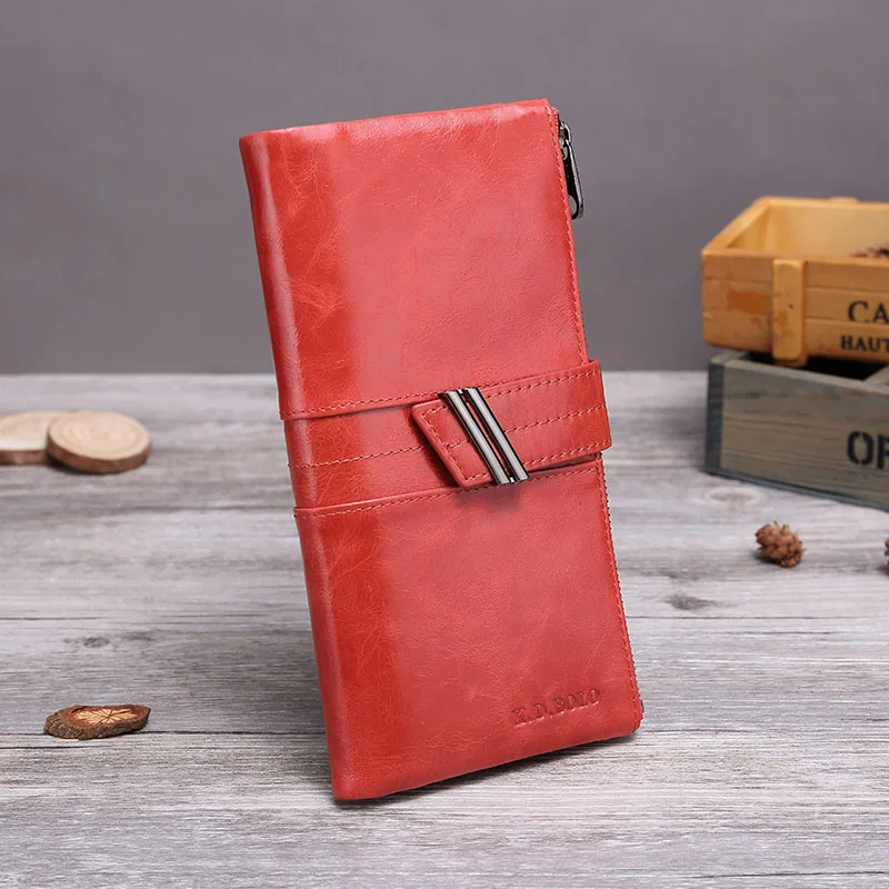 RED X. D. BOLO, женские кожаные кошельки, Женский Длинный кошелек, Женский кошелек на молнии, Много отделов, женский клатч, кожаный кошелек для iphone - Цвет: RED