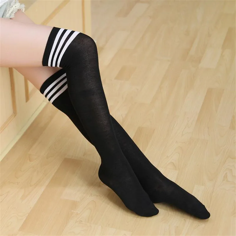8 Носки выше колена с тремя полосками на весну, лето и осень спортивные футбольные носки для девочек, студенческие гольфы для девочек - Цвет: 8