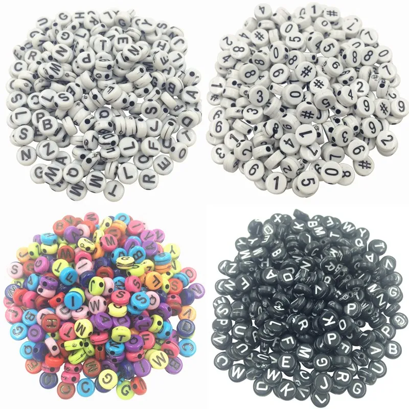 Распродажа 100 шт. акриловые бусины круглой формы с буквами на английском языке