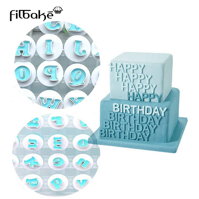 FILBAKE 10/26 шт. с изображением букв и цифр Fondant (сахарная) пресс формы для торта