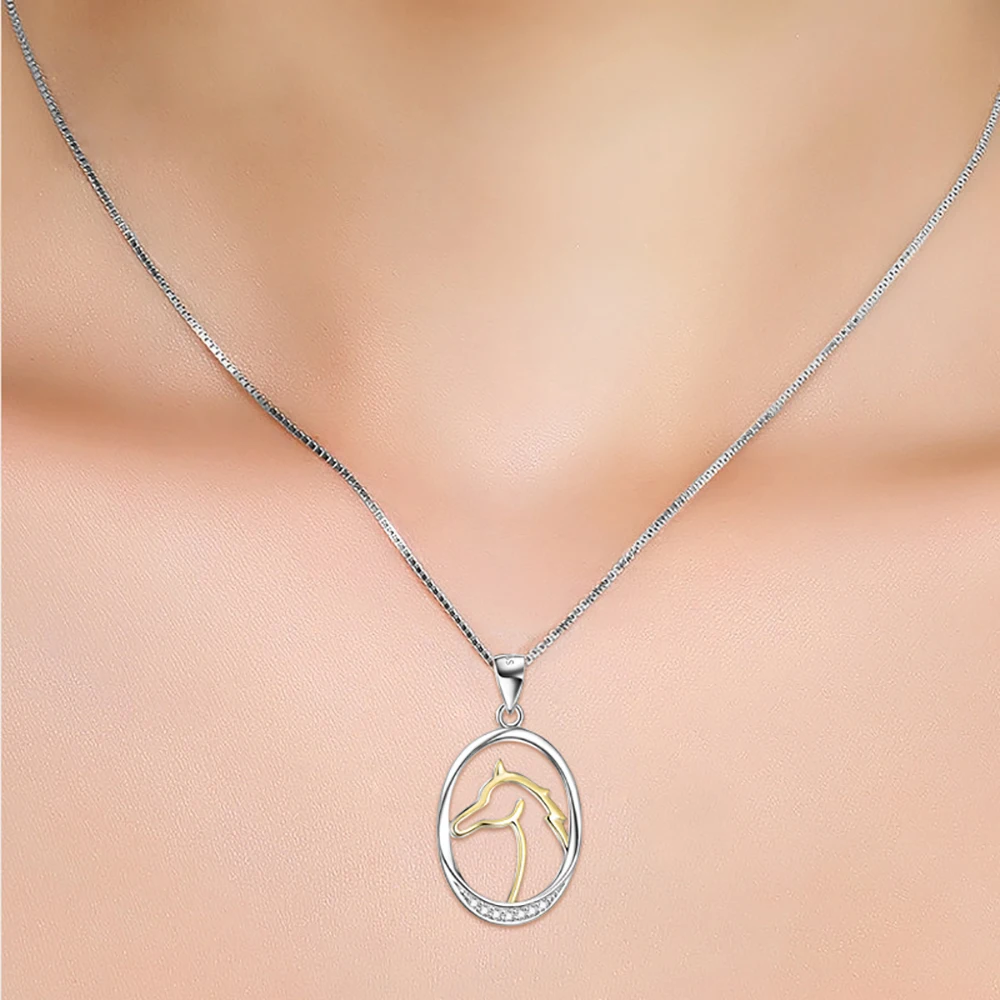 Женское ожерелье с подвеской в виде головы лошади из серебра 925 пробы|necklace love|fashion