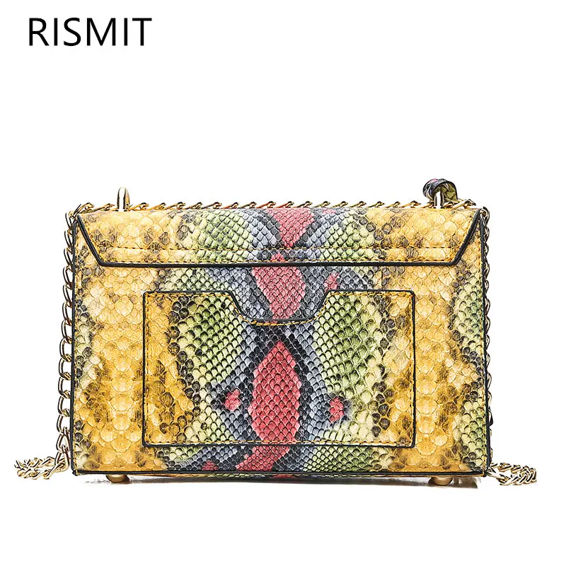 RISMIT Ретро змеевидная цепь сумка с принтом маленькие сумки женские из