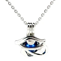 evil eyes egyptian eye of horus ra amulet beads pearl cage pendant chain on the neck aroma locket charm necklace silver color