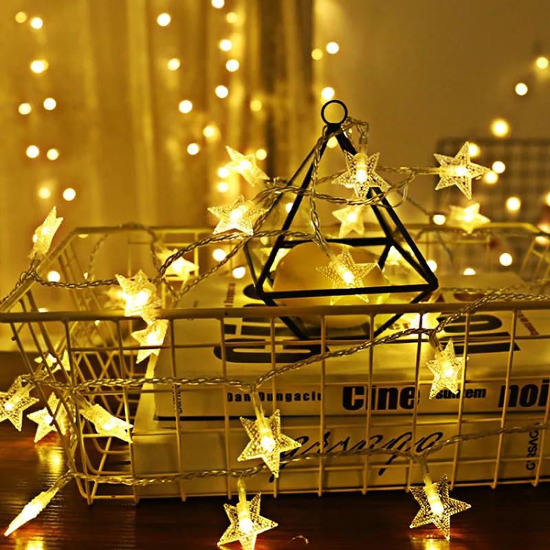 Звездные рождественские светодиодные лампы гирлянды сказочные огни мигающие