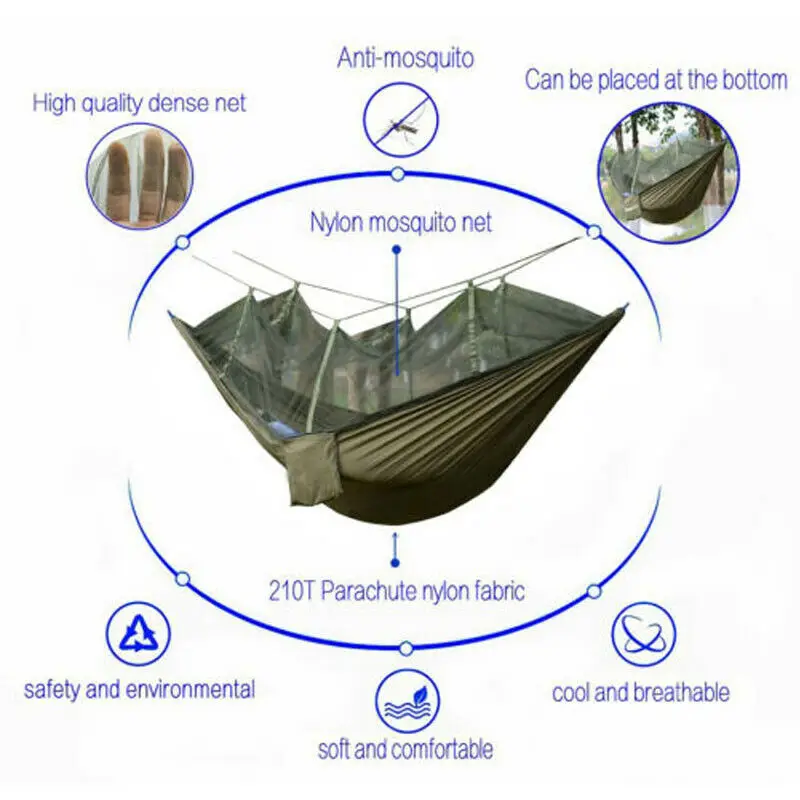 Портативный двойной гамак с москитной сеткой для путешествий на открытом