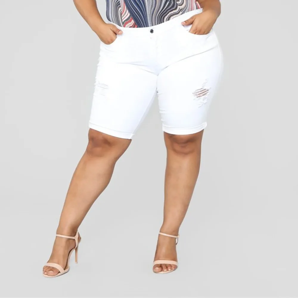 Женские джинсовые брюки свободные прямые большие размеры женские штаны рваные