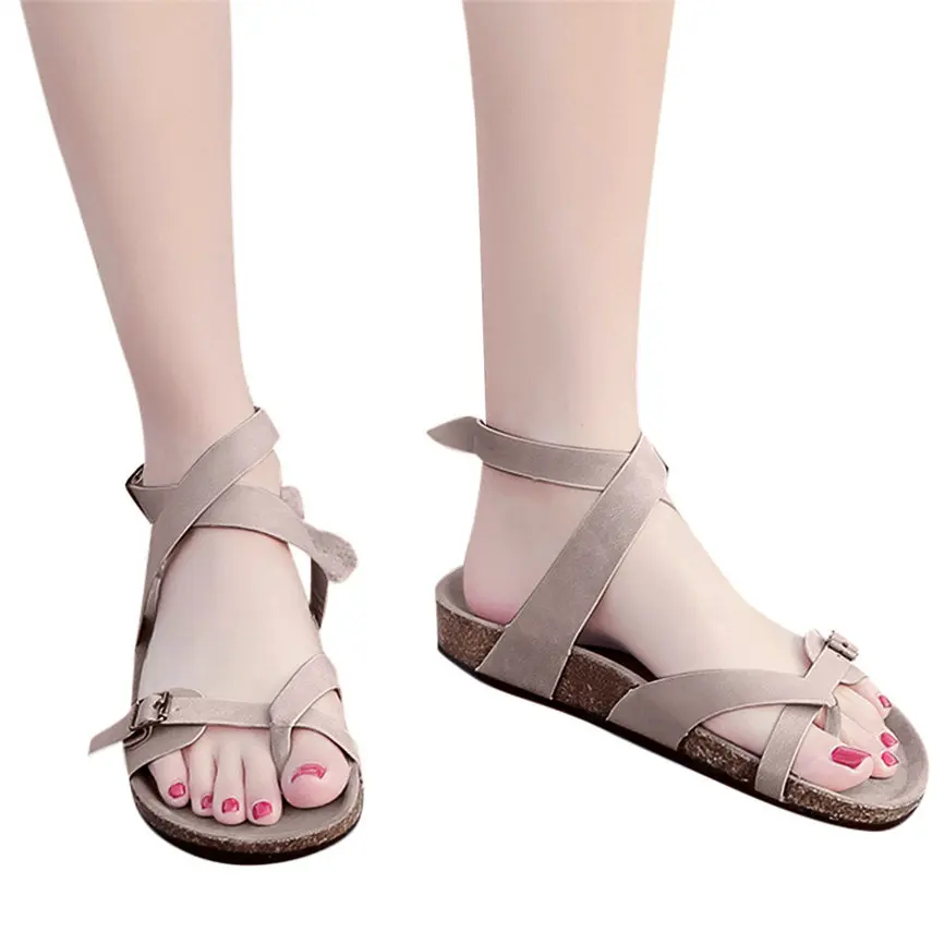 Сандалии женские с перекрестными ремешками модные пляжные туфли лодочки римская