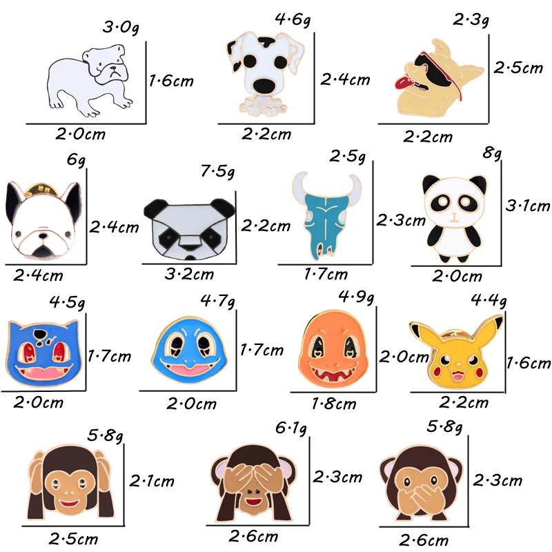 14 style Mini Animal brooches for women Monkey Panda Dog Metal Enamel Pins Kids lapel bag Clothes Jewelry Accessories Gifts | Украшения и