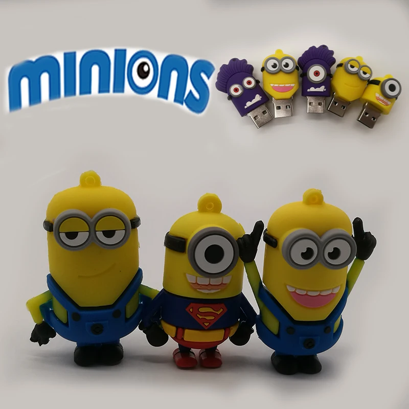Флешка usb2.0 с мультяшными миньонами usb 64 ГБ 32 16 8 4 карта памяти креативная в подарок