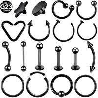 1pc titanium hinged segment rings labret tongue eyebrow piercings ear septum clicker nose rings earring cartilage tragus jewelry
