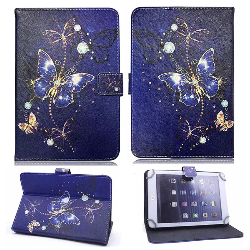 butterfly B Универсальный бампер для планшета 9,7 10 10,1 дюймов для iPad samsung lenovo ASUS Cube Alcatel с мультяшным принтом кожаный чехол-подставка - Цвет: butterfly B