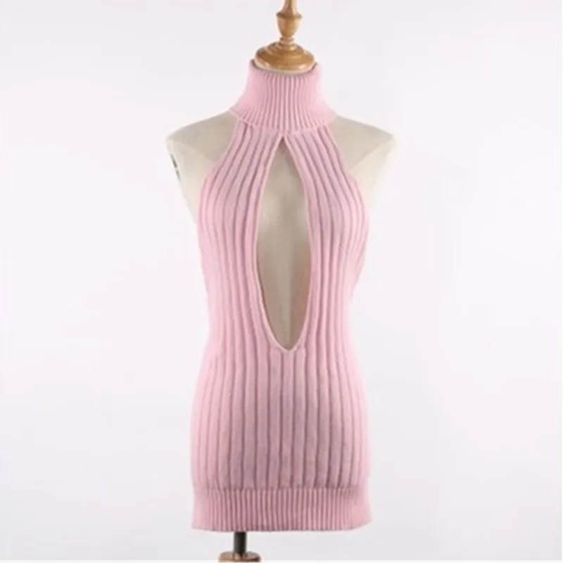 2019 New Sexy Women Backless Virgin Killer Sweater Bodysuit Turtleneck Open Chest Hollow Japanes Knitted Sweaters Pullovers W22 | Женская