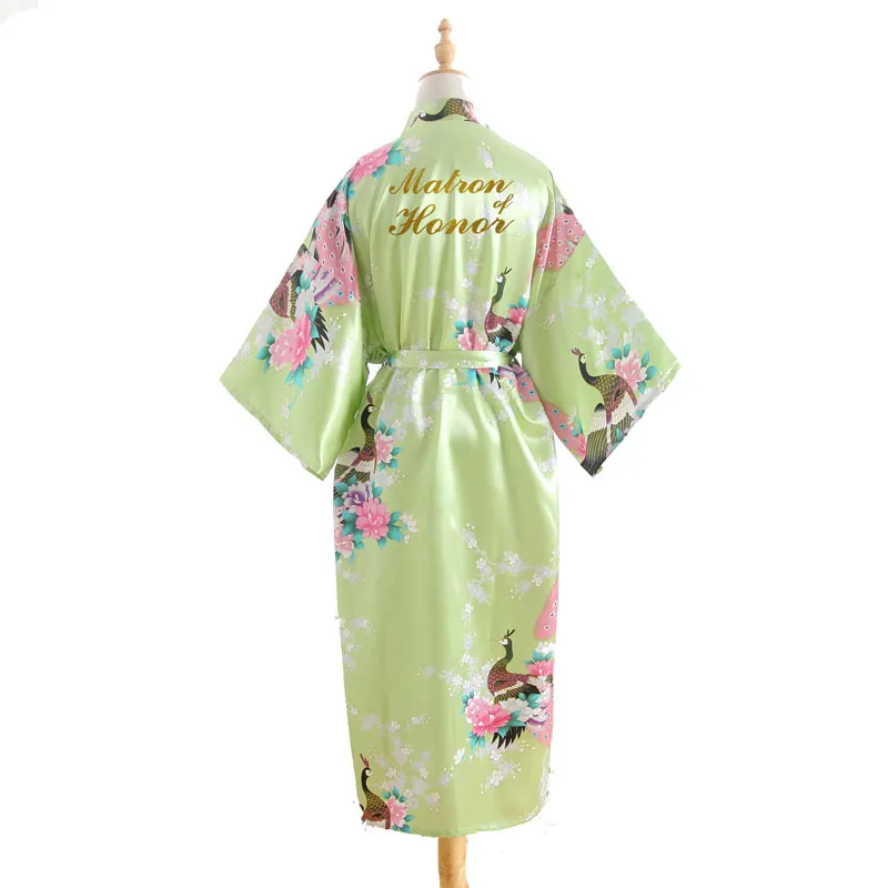 dark green BZEL Matron Of Honor, женские халаты, свадебные, вечерние, подарок, цветочные, атласные, шелковые халаты, кимоно, халат, халат, ночная рубашка, Халат - Цвет: dark green