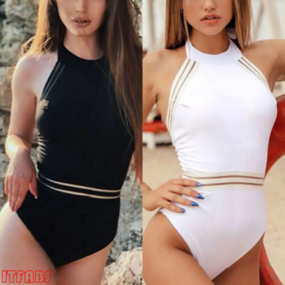 Летний женский сексуальный Гавайский купальник для отдыха Цельный с лямкой на