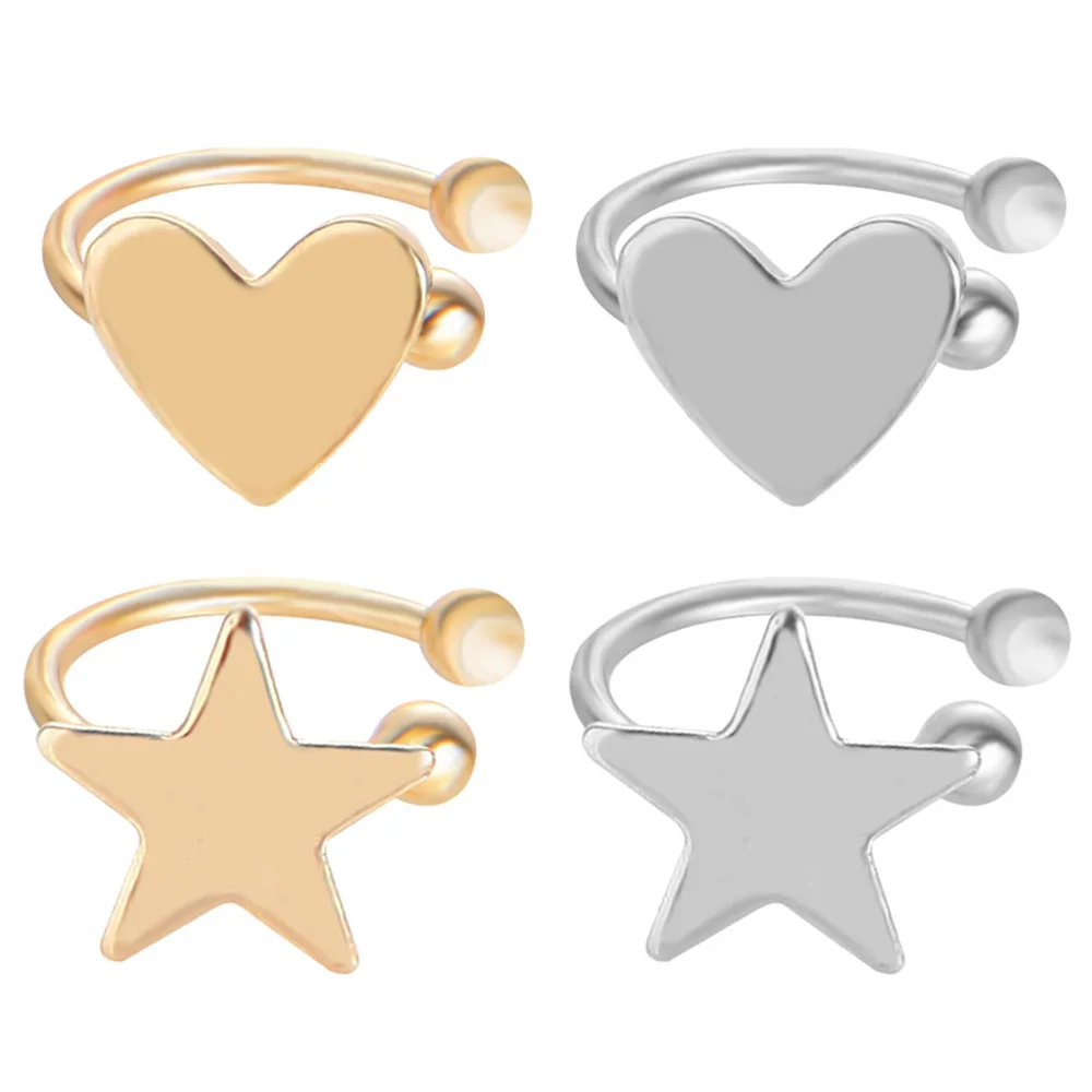 Ear Hole Pearl Earrings Nails Female Korean Bone Clamps Loving Pentagon Star Moon | Украшения и аксессуары