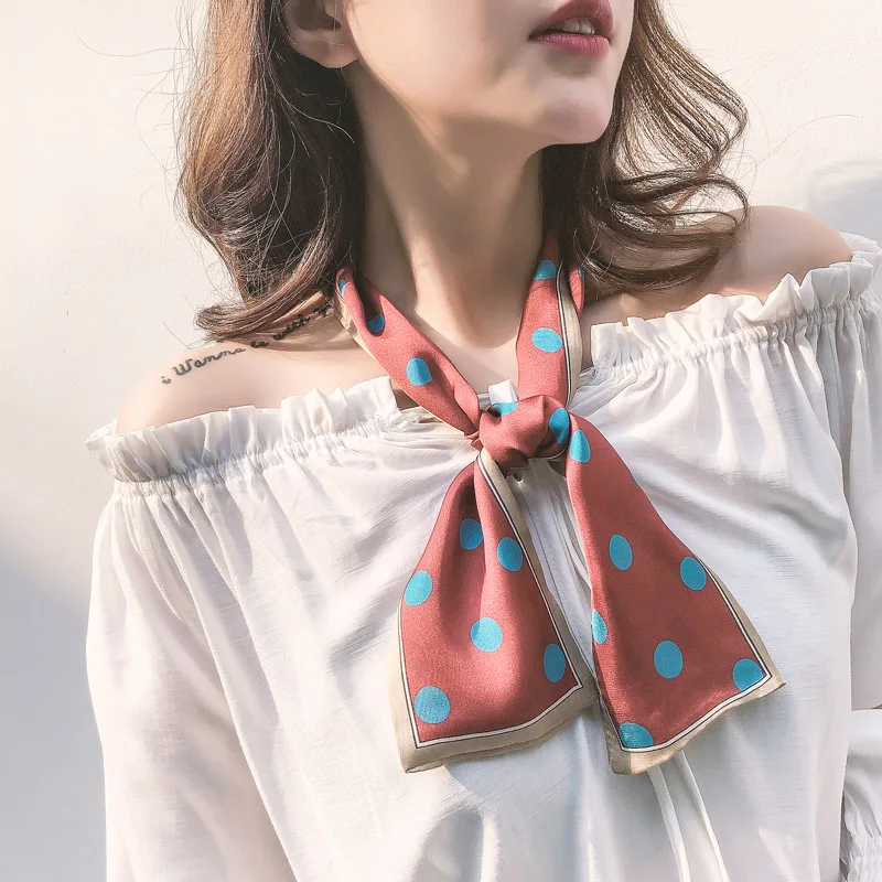 Шарф женский в стиле ретро с принтом Узкий Шелковый маленькие шарфы |