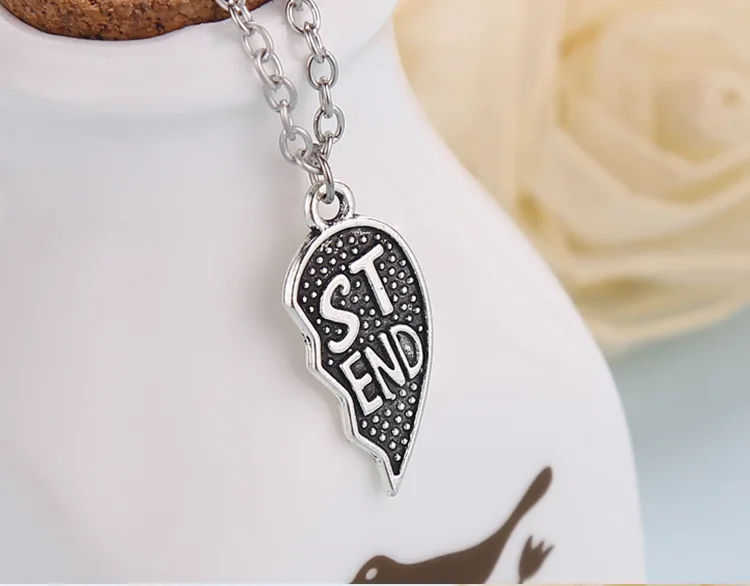 Лидер продаж 2 шт./компл. серебро сердце дружбы ожерелье bff Лучшие Друзья Навсегда