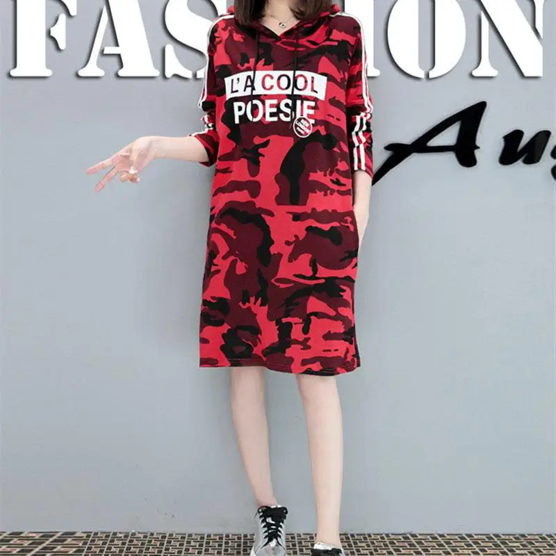 Yfashion женское камуфляжное платье с длинным рукавом и капюшоном модные женские