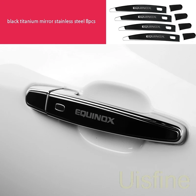 stainless black 8pcs Центральный выход управления из нержавеющей стали подъемная панель черный титановый провод рисунок украшения для Chevrolet Equinox - Цвет: stainless black 8pcs