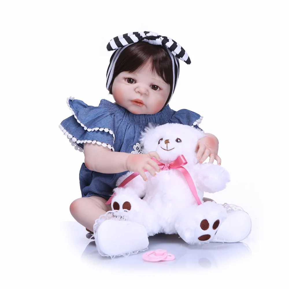 Бренд npk bebes reborn 57 см прекрасная полностью силиконовая кукла для маленьких