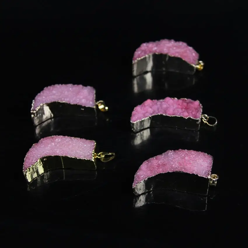 5 шт./лот подвеска из натурального розового жеодового кварца в виде кусочка Nugget