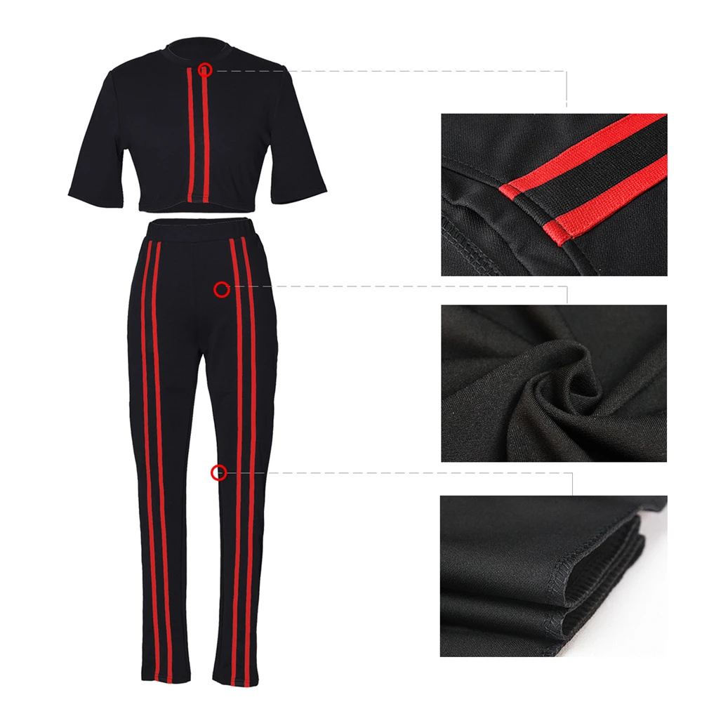 

Summer Striped Tracksuit Women 2 Pieces Set Outwear Sweatsuit Casual Tracksuit Half Sleeve Tank Tops+Pants Women's Sets