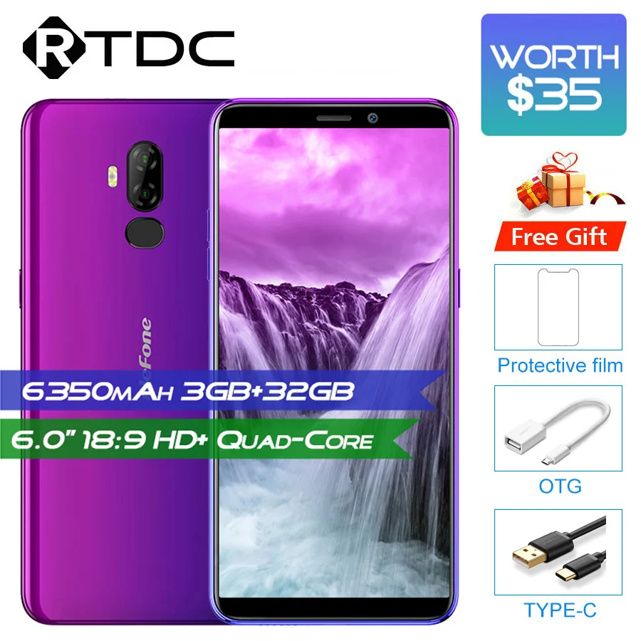 Ulefone P6000 Plus Android 9 0 6350 мАч смартфон 6 дюймов Face ID HD + Двойная камера Ouad Core 3 ГБ 32 ID4G LTE