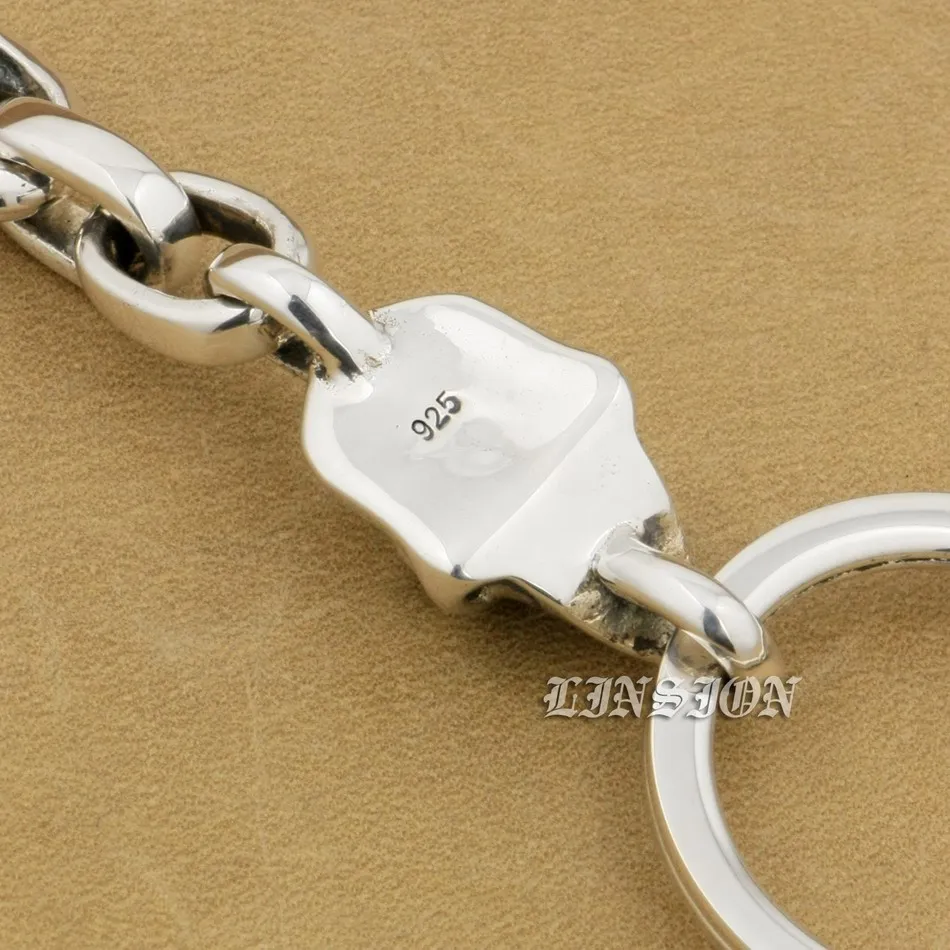 925 серебро Череп Крюк брелок мужской Байкер Рокер панк Брелок Зажим для ремня 9T011 |