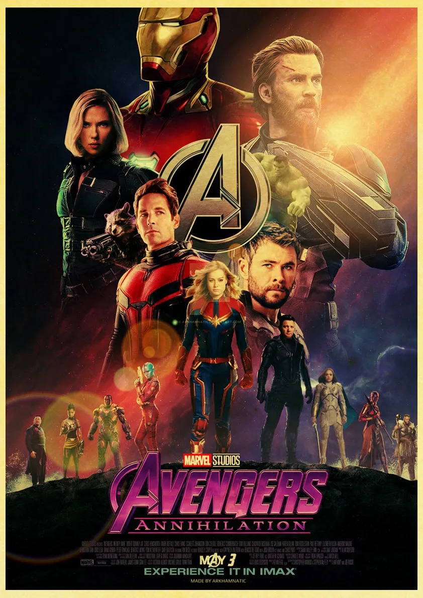 E142 Постер из крафт-бумаги с героями фильма Marvel, Мстителями, супергероями, ретро постером и принтами, наклейка на стену для кафе и комнаты, художественная живопись - Цвет: E142