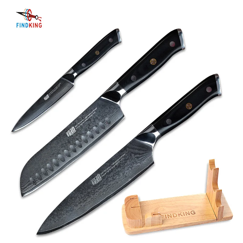 FINDKING G10 ручные ножи Набор 8 дюймовый поварский нож 7 дюймов santoku 5 Фруктовый 67 слоев