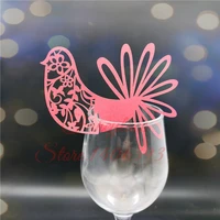 60pcs flower love bird wine glass markers place cards wedding table name number card valentines day party decorations