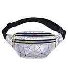 Нагрудная голографическая женская сумка с лазерным рисунком, Модный поясной кошелек с геометрическим узором для телефона, уличный мешочек