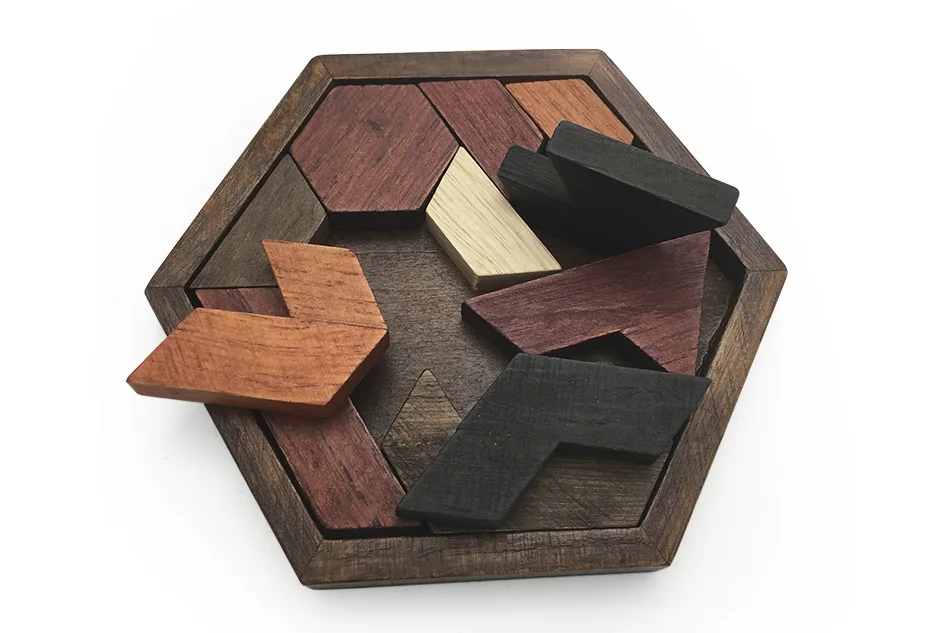JaheerToy Tangram пазл доска геометрическая форма Детские деревянные игрушки для детей Монтессори обучающая игрушка шестиугольник