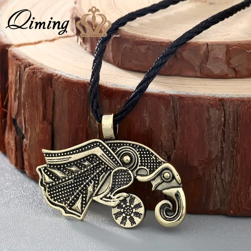 Винтажное ожерелье QIMING для мужчин подарок друзей Valknut Ворон викингов в стиле
