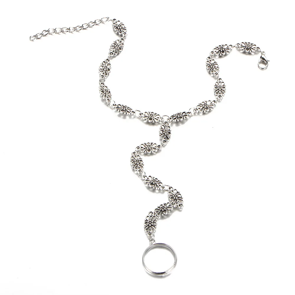 Антикварные Серебристые ножные аксессуары Женские сексуальные сандалии босиком