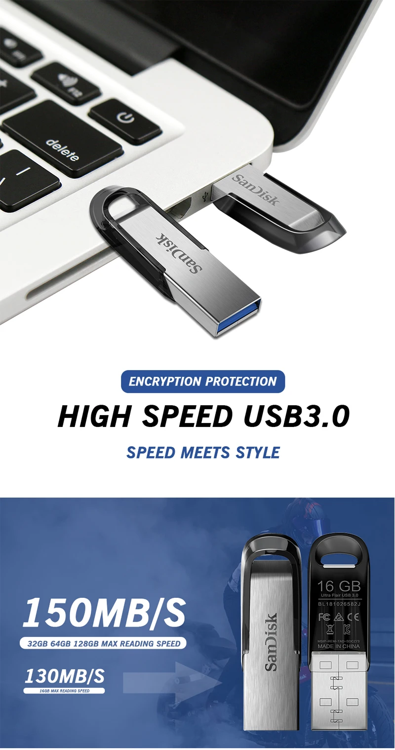 SanDisk подлинный ультра чутье флеш-накопитель USB 3,0 150 Мб 64 Гб 128 ГБ флеш-накопитель 16 ГБ высокоскоростной 32 Гб карта памяти