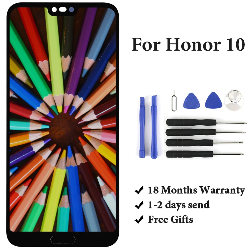 100% Tested 5.84  For Honor 10 LCD Touch Screen With Fingerprint  Assembly Display Spare Parts with Gifts