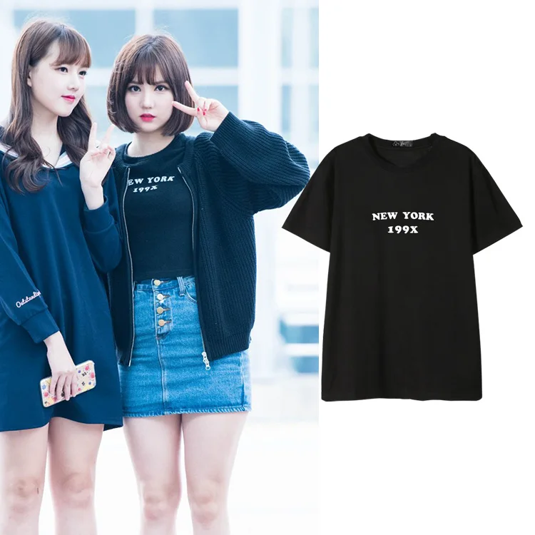 GFRIEND Нью Йорк 199X Корея графические моды унисекс kpop с принтом букв Прекрасный
