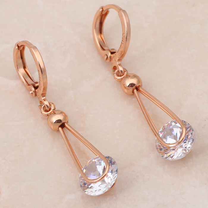 Rolilason Цирконий наборы Модные украшения нежный дизайн формы розовое золото Тон
