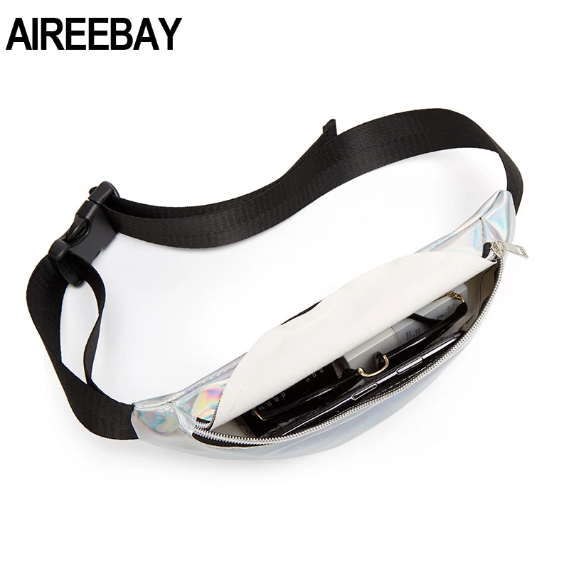 Новинка 2020 голографическая поясная сумка AIREEBAY для женщин золотая черная с